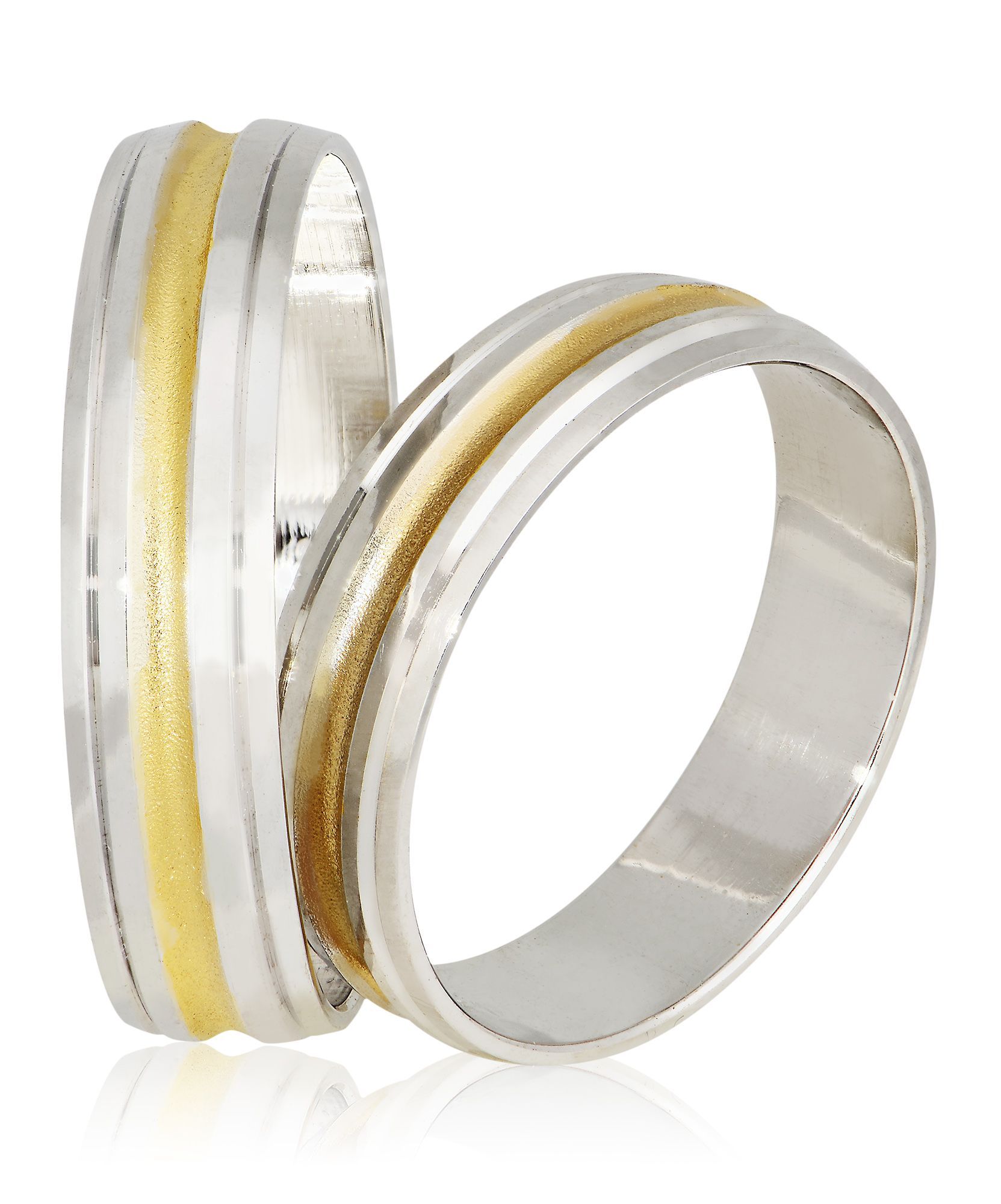 White gold & gold wedding rings 5mm (code Sxx3)
